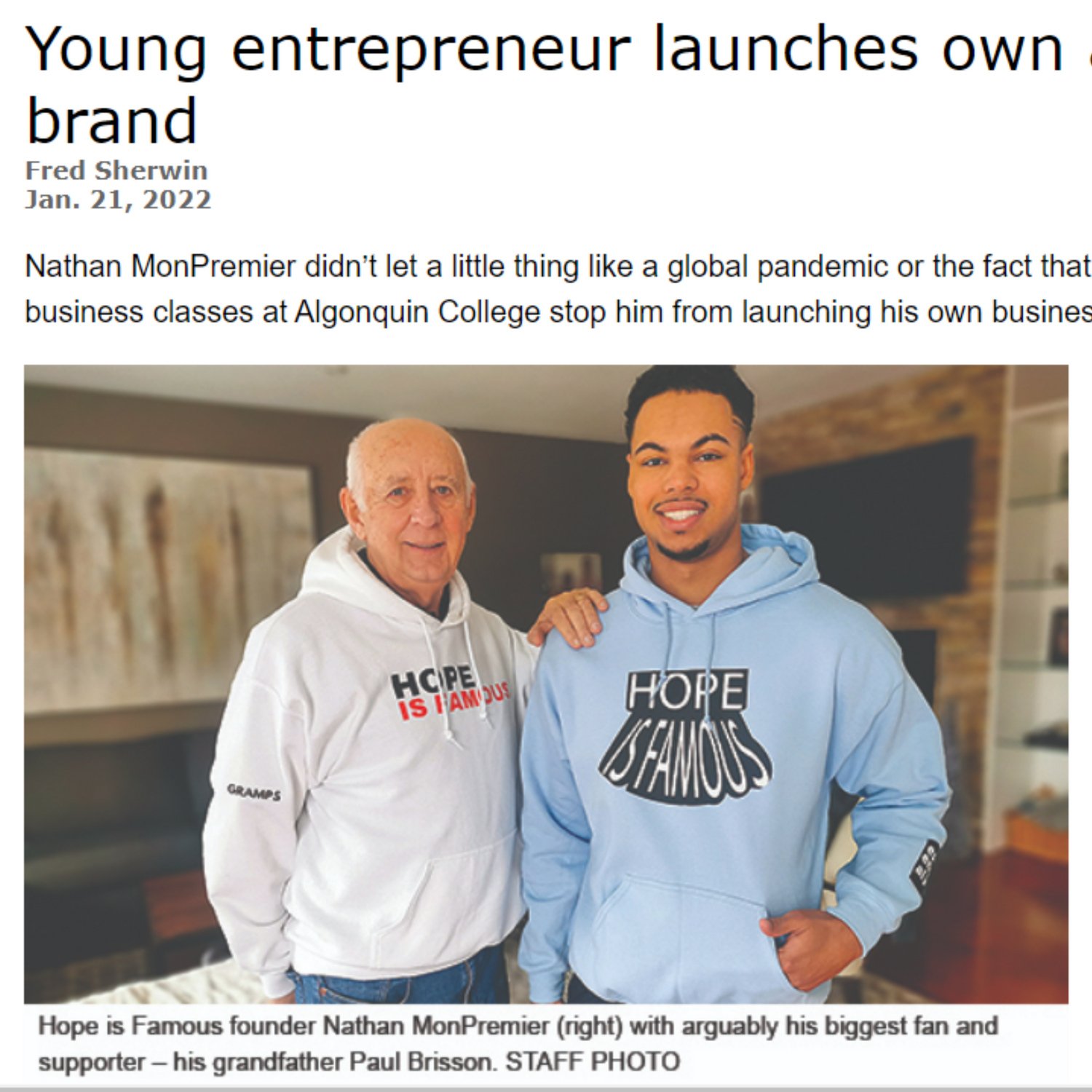 Orleans Star: Young Entrepreneur Launches Own Apparel Brand